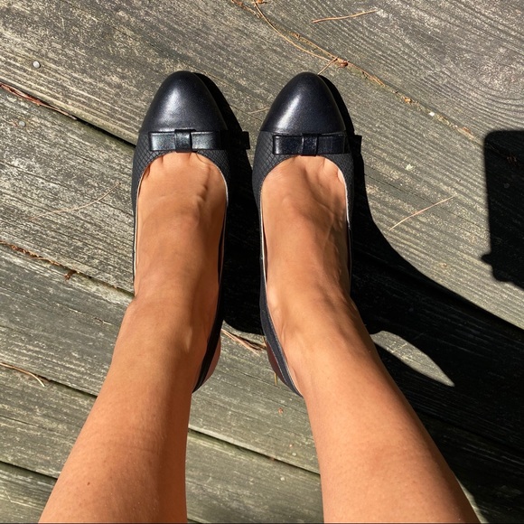 🖤 TANCA BLACK LEATHER BOW DETAIL ROUND TOE OPEN HEEL CLASSIC HEELS! - Picture 11 of 16